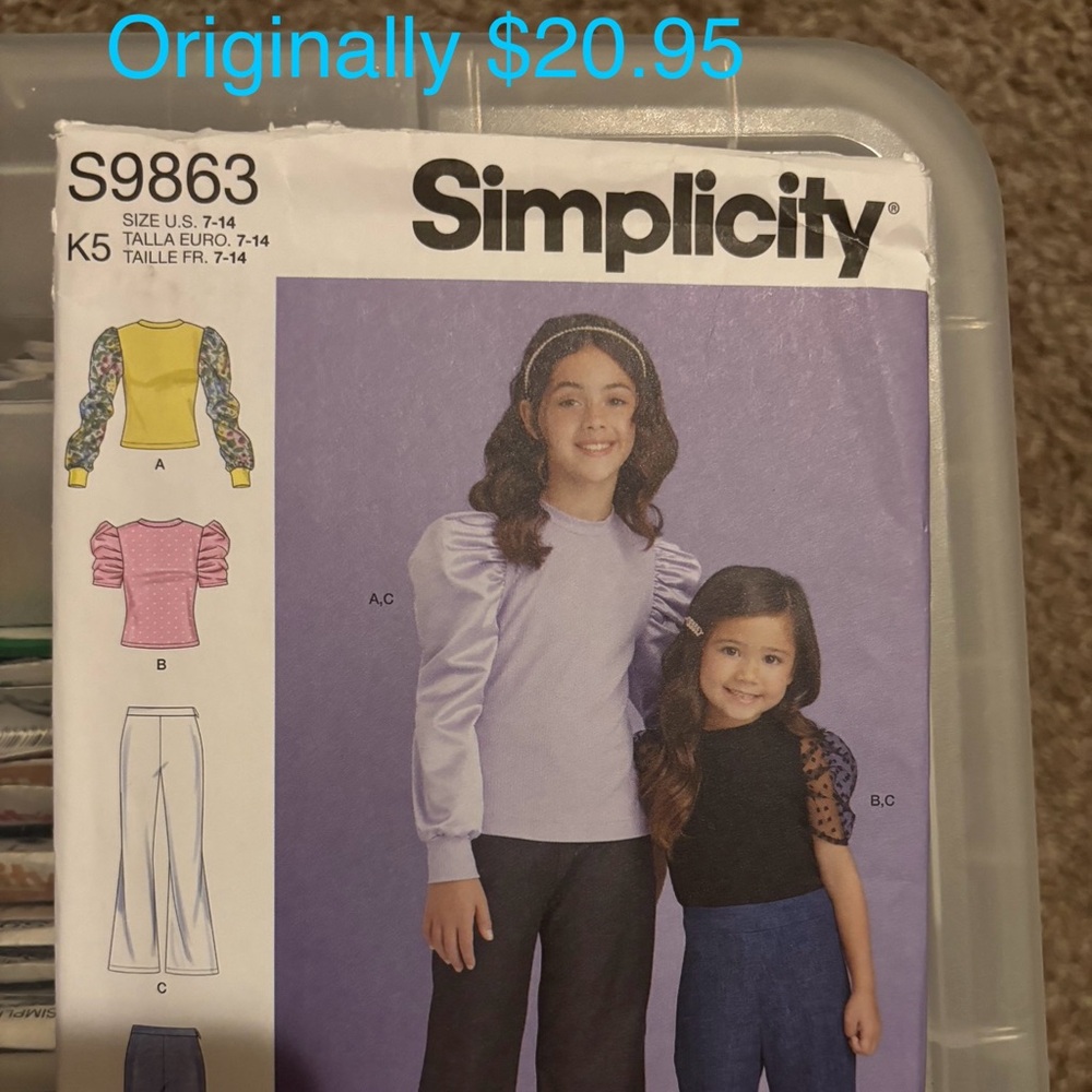 Simplicity Sewing Pattern for Girls' Tops and Pants